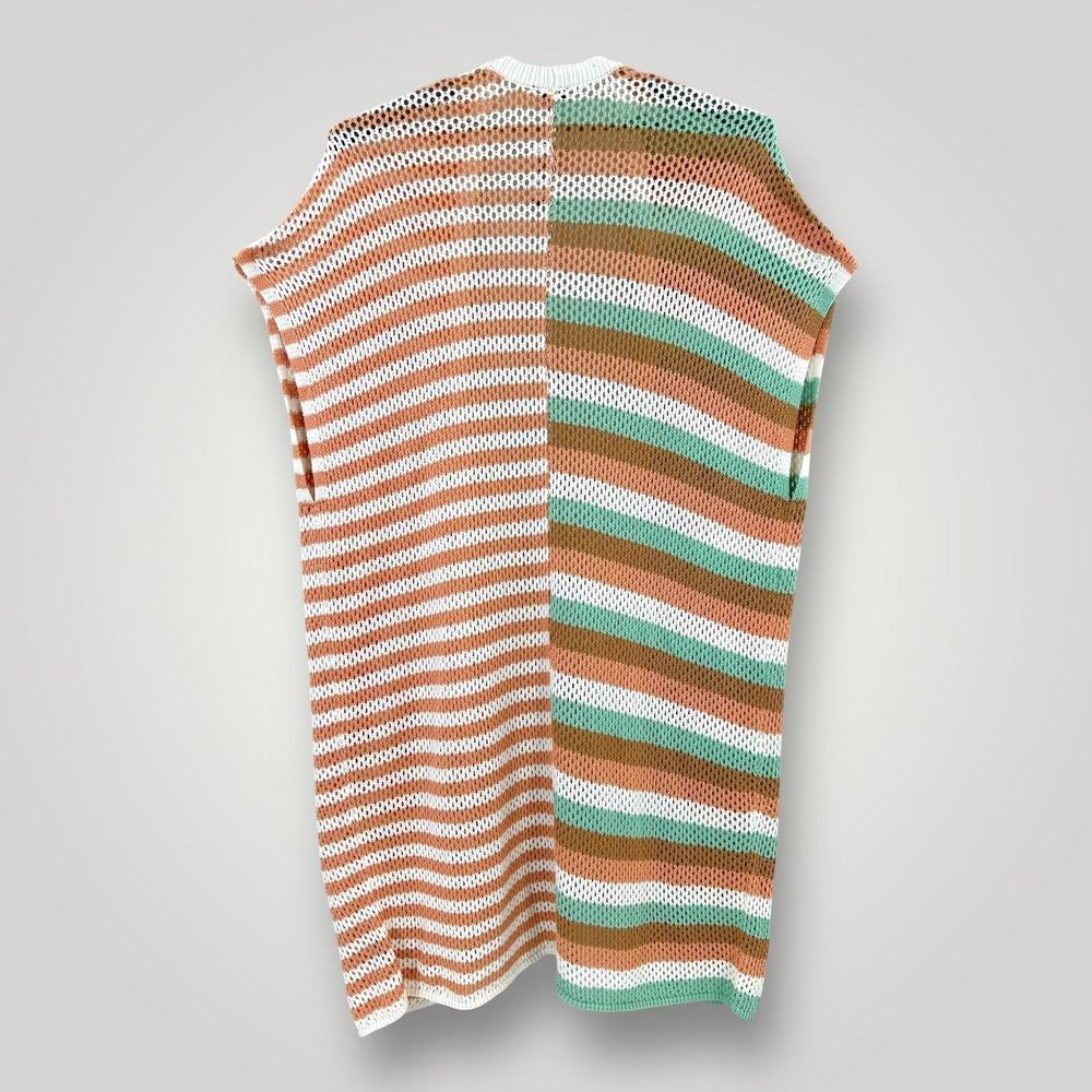 NEW Torrid Duster Sweater Vest Womens 3X 4X Multi Stripe Open Knit Boho Longline - Picture 2 of 8